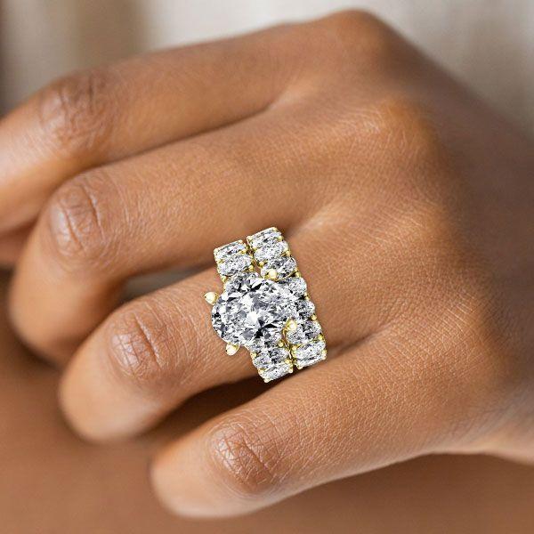 Oval Cut Bridal Ring Set - 18K Gold Plated Sterling Silver - 16 CT. TW.