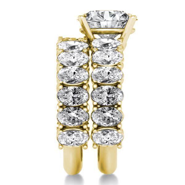 Oval Cut Bridal Ring Set - 18K Gold Plated Sterling Silver - 16 CT. TW.