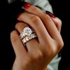 Oval Cut Bridal Ring Set - 18K Gold Plated Sterling Silver - 16 CT. TW.
