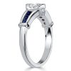 Blue and White Sapphire Bezel Setting Ring in 925 Sterling Silver