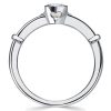 Blue and White Sapphire Bezel Setting Ring in 925 Sterling Silver