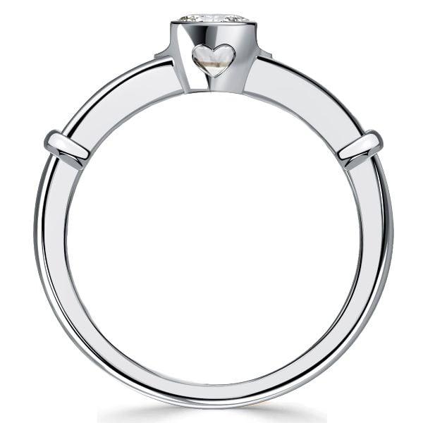 Blue and White Sapphire Bezel Setting Ring in 925 Sterling Silver