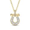 18K Gold Plated Sterling Silver Horseshoe Pendant Necklace for Women, Channel Set Diamonds