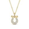 18K Gold Plated Sterling Silver Horseshoe Pendant Necklace for Women, Channel Set Diamonds