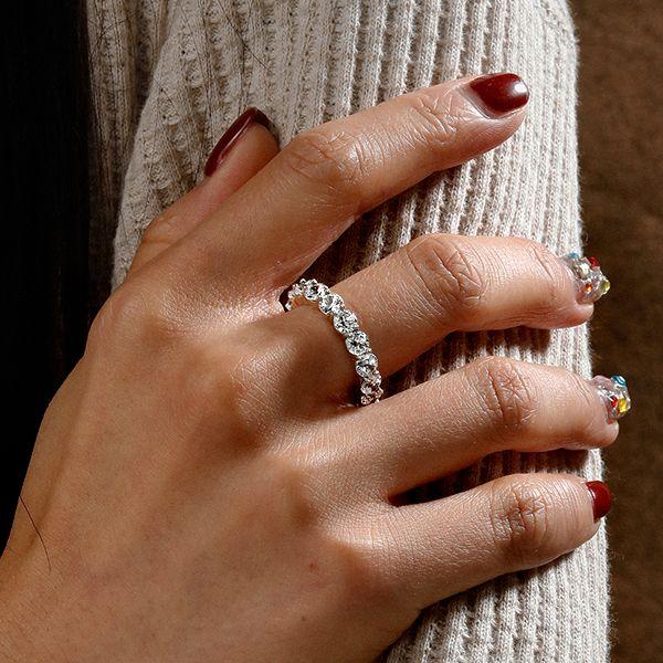 Eternity Created White Sapphire Wedding Band - Sterling Silver