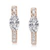 18K Rose Gold Hoop Earrings with Marquise Cut Accent Stones (1.20 CT. TW.)