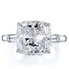 Cushion Cut Three Stone Engagement Ring - Sterling Silver