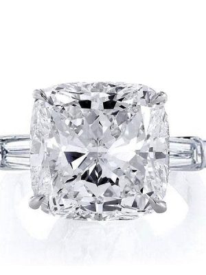 Cushion Cut Three Stone Engagement Ring - Sterling Silver