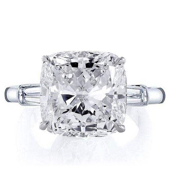 Cushion Cut Three Stone Engagement Ring - Sterling Silver