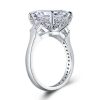 Cushion Cut Three Stone Engagement Ring - Sterling Silver