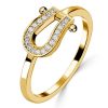 18K Gold Plated Sterling Silver Round Cut Horseshoe Ring for Travel and Weddings