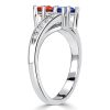 Toi Et Moi Blue Sapphire and Ruby Accent Ring in Rhodium-Plated Sterling Silver