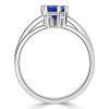 Toi Et Moi Blue Sapphire and Ruby Accent Ring in Rhodium-Plated Sterling Silver