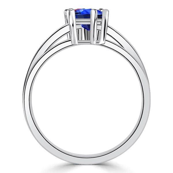 Toi Et Moi Blue Sapphire and Ruby Accent Ring in Rhodium-Plated Sterling Silver