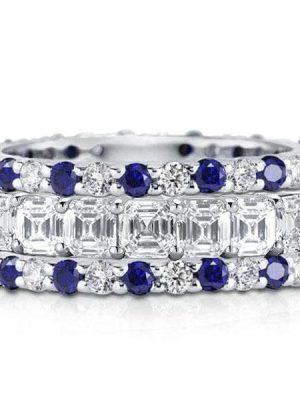 Double Stacked 10.60 CT. TW. Sterling Silver Wedding Band with Rhodium Finish