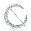 Sterling Silver Crescent Moon Brooch for Women | 10.5g Rhodium Plated Pin