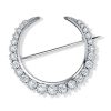 Sterling Silver Crescent Moon Brooch for Women | 10.5g Rhodium Plated Pin