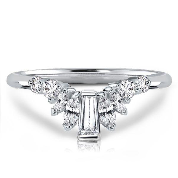 Sterling Silver Chevron Wedding Band with Mixed Shape Stones - 0.65 CT. TW.