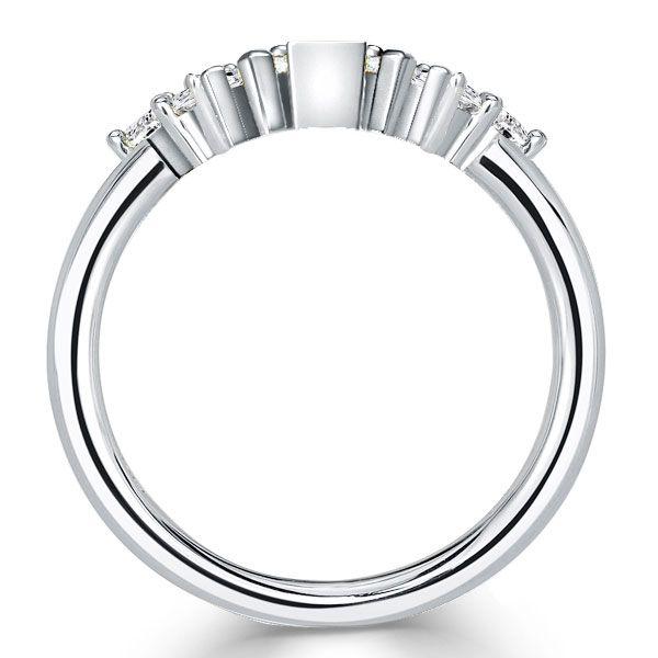 Sterling Silver Chevron Wedding Band with Mixed Shape Stones - 0.65 CT. TW.