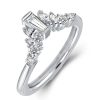 Sterling Silver Chevron Wedding Band with Mixed Shape Stones - 0.65 CT. TW.