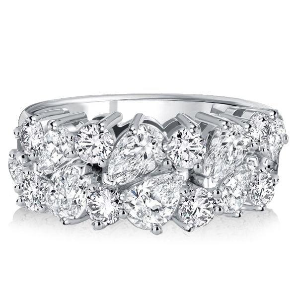 Sterling Silver Round & Pear Half Eternity Anniversary Band - 3.48 CT. TW.
