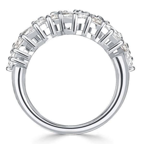 Sterling Silver Round & Pear Half Eternity Anniversary Band - 3.48 CT. TW.