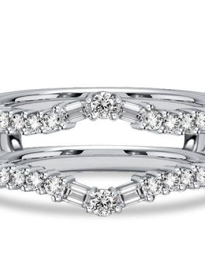 Sterling Silver Baguette & Round Cut CZ Ring Enhancer - 0.62 CT TW