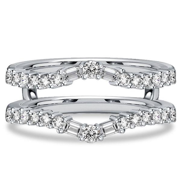 Sterling Silver Baguette & Round Cut CZ Ring Enhancer - 0.62 CT TW