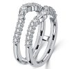 Sterling Silver Baguette & Round Cut CZ Ring Enhancer - 0.62 CT TW