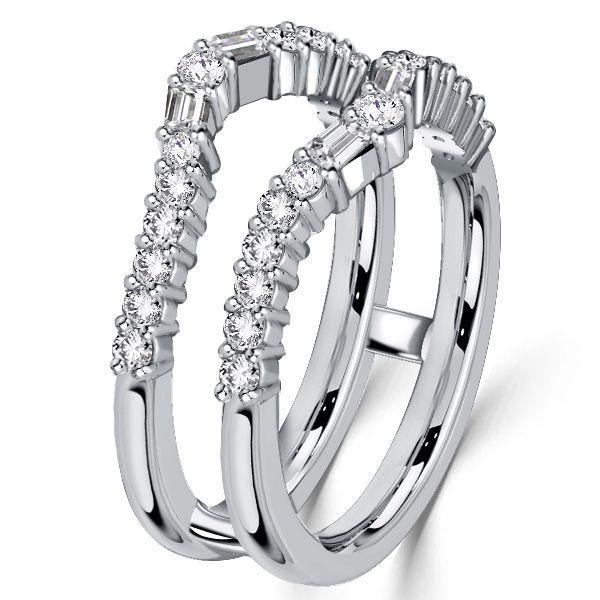 Sterling Silver Baguette & Round Cut CZ Ring Enhancer - 0.62 CT TW