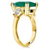 Three Stone Emerald Engagement Ring, 11.26 CT, 18K Gold Plated Sterling Silver