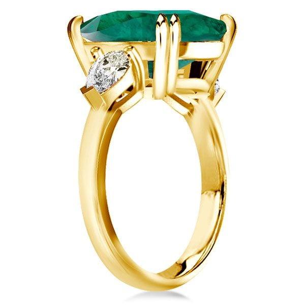 Three Stone Emerald Engagement Ring, 11.26 CT, 18K Gold Plated Sterling Silver