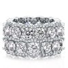 Double Row Halo White Sapphire Wedding Band - 925 Sterling Silver