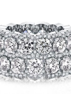Double Row Halo White Sapphire Wedding Band - 925 Sterling Silver