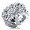 Double Row Halo White Sapphire Wedding Band - 925 Sterling Silver
