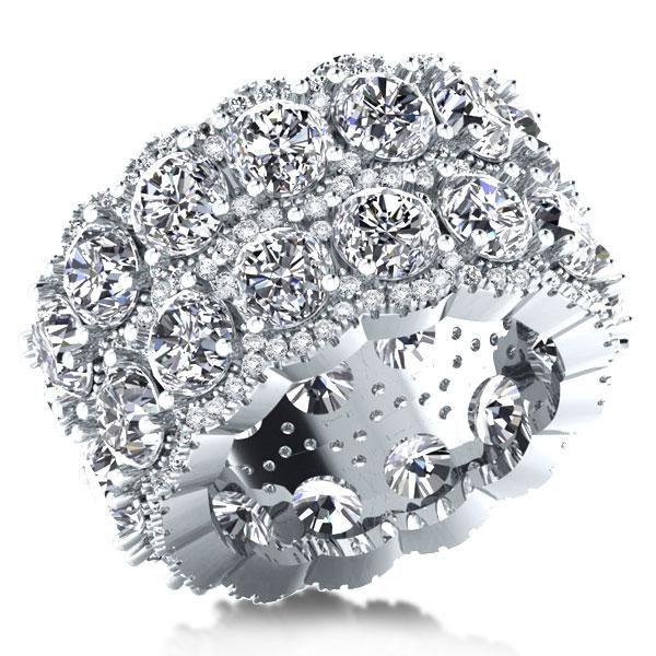 Double Row Halo White Sapphire Wedding Band - 925 Sterling Silver