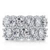 Double Row Halo White Sapphire Wedding Band - 925 Sterling Silver