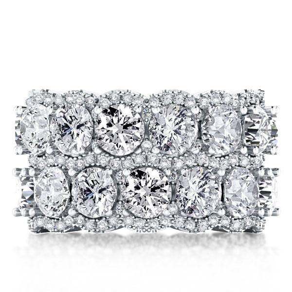Double Row Halo White Sapphire Wedding Band - 925 Sterling Silver