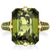 Emerald Cut Peridot Ring for Women - 925 Sterling Silver Engagement Ring