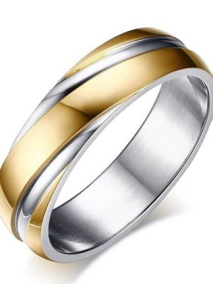 Two-Tone Twill Titanium Steel Men's Wedding Band - Discounted
