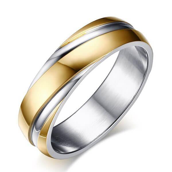 Two-Tone Twill Titanium Steel Men's Wedding Band - Discounted
