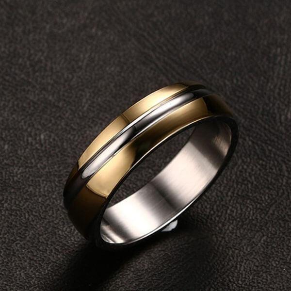 Two-Tone Twill Titanium Steel Men's Wedding Band - Discounted