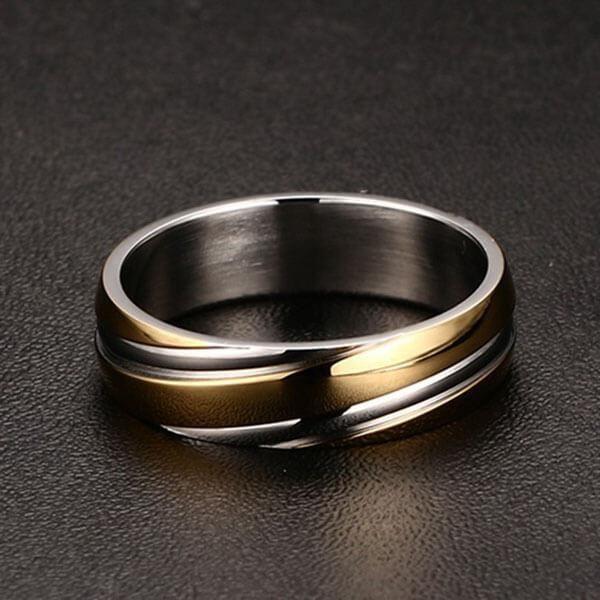 Two-Tone Twill Titanium Steel Men's Wedding Band - Discounted