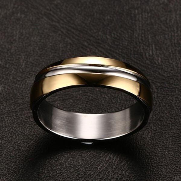 Two-Tone Twill Titanium Steel Men's Wedding Band - Discounted