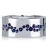 Blue Sapphire Wide Eternity Wedding Band Flush Setting Sterling Silver
