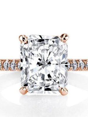 Rose Gold Radiant Cut White Sapphire Engagement Ring - 3.5 CT
