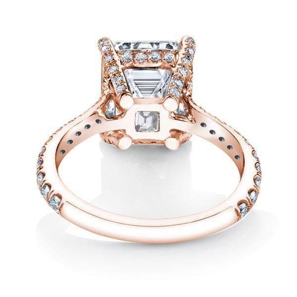 Rose Gold Radiant Cut White Sapphire Engagement Ring - 3.5 CT
