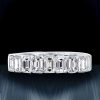 Emerald & White Sapphire Eternity Wedding Band - Sterling Silver Bezel Set