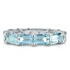 Emerald Eternity Aquamarine Wedding Band for Women in Sterling Silver
