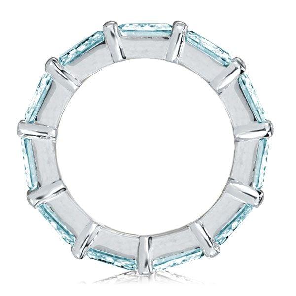 Emerald Eternity Aquamarine Wedding Band for Women in Sterling Silver